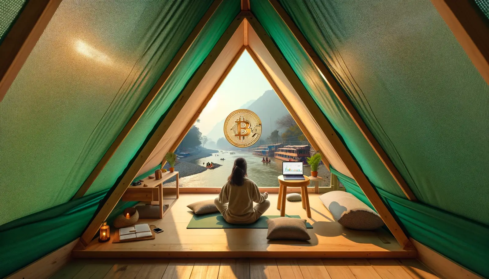 Illustration: a workstation showing blockchain node software.